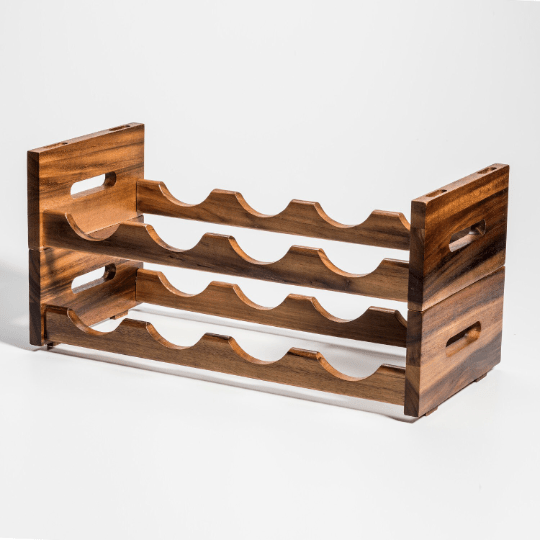 Acacia Wood Stackable 4 Bottle Wine Rack - Tipsy Cocktail Supply Co.