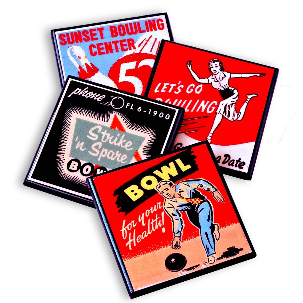 Lets Bowl! Vintage Bowling Coaster Set - Tipsy Cocktail Supply Co.