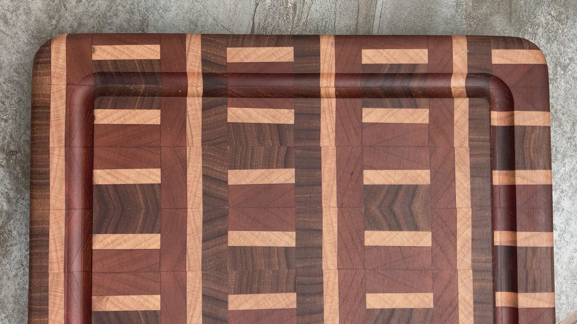 Video detail of wood cutting board
