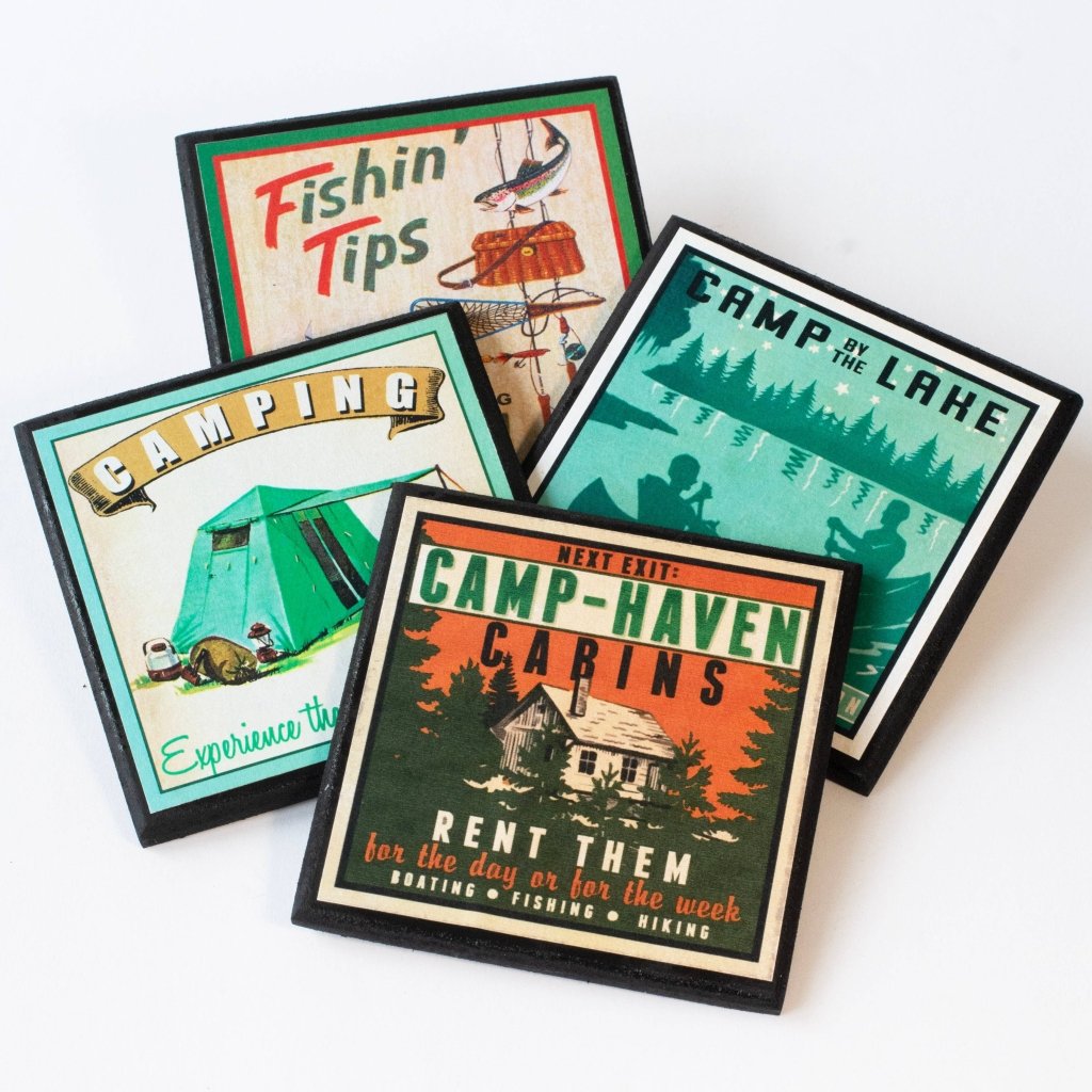 Vintage Camping Coaster Set - Tipsy Cocktail Supply Co.