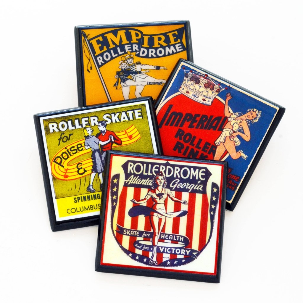 Vintage Roller Skating Rink Drink Coaster Set - Tipsy Cocktail Supply Co.