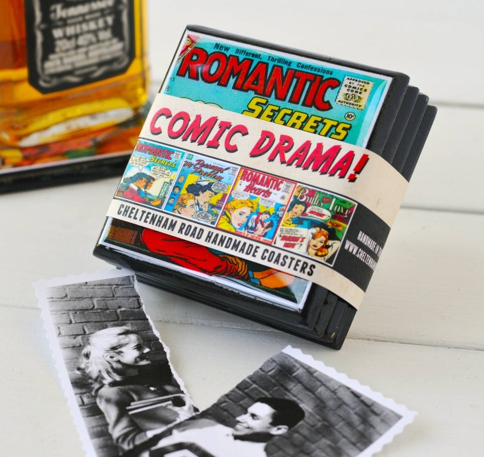 Vintage Romance Comic Book Drink Coasters - Tipsy Cocktail Supply Co.