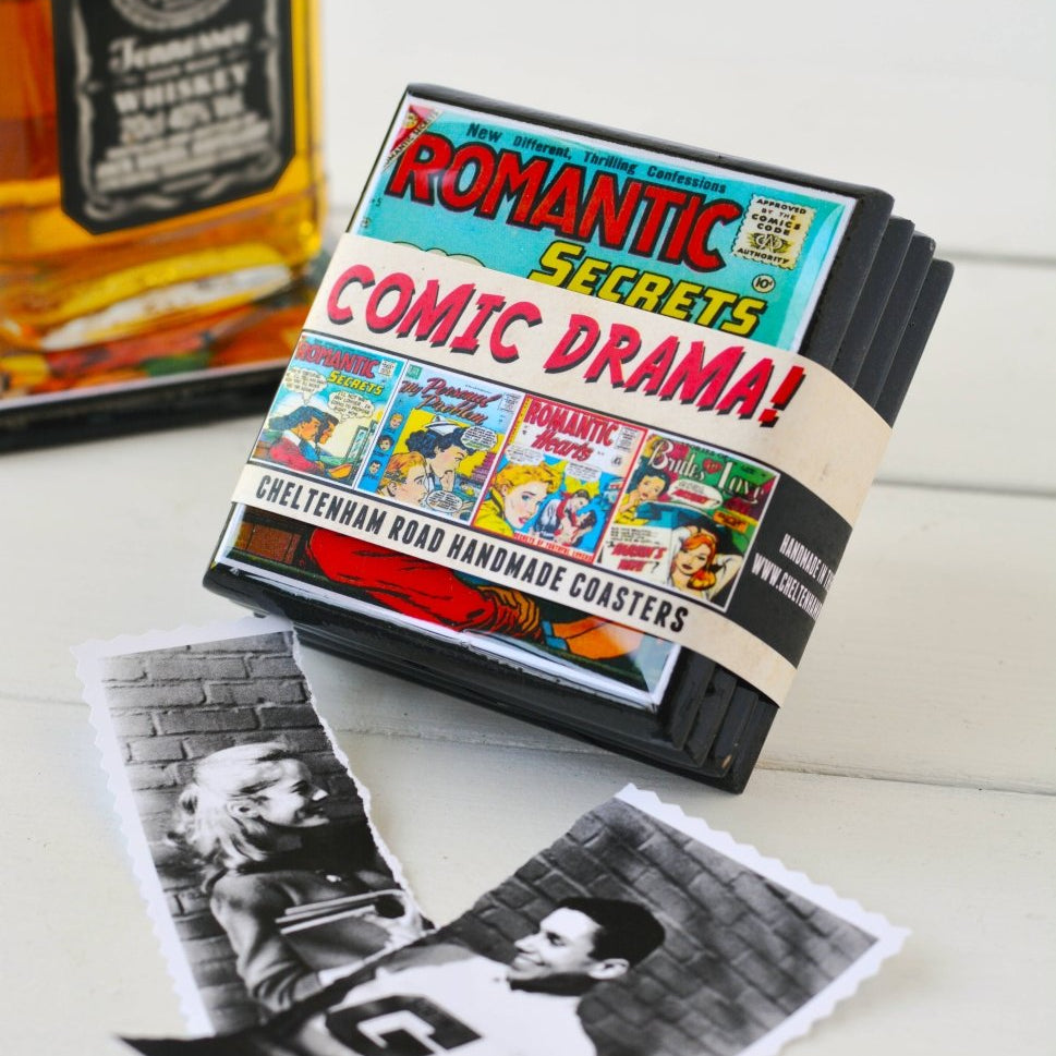 Vintage Romance Comic Book Drink Coasters - Tipsy Cocktail Supply Co.