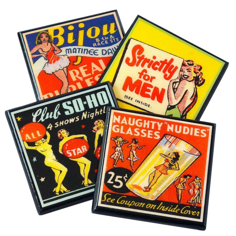 Vintage Burlesque Coaster Set - Tipsy Cocktail Supply Co.