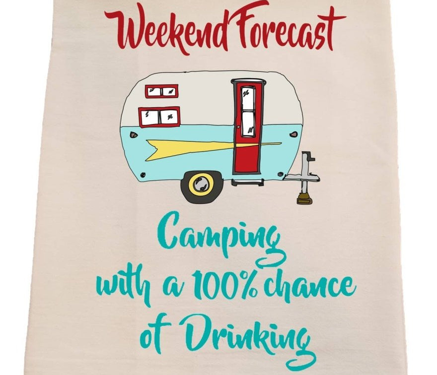 Weekend Forecast Camping Bar Towel - Tipsy Cocktail Supply Co.