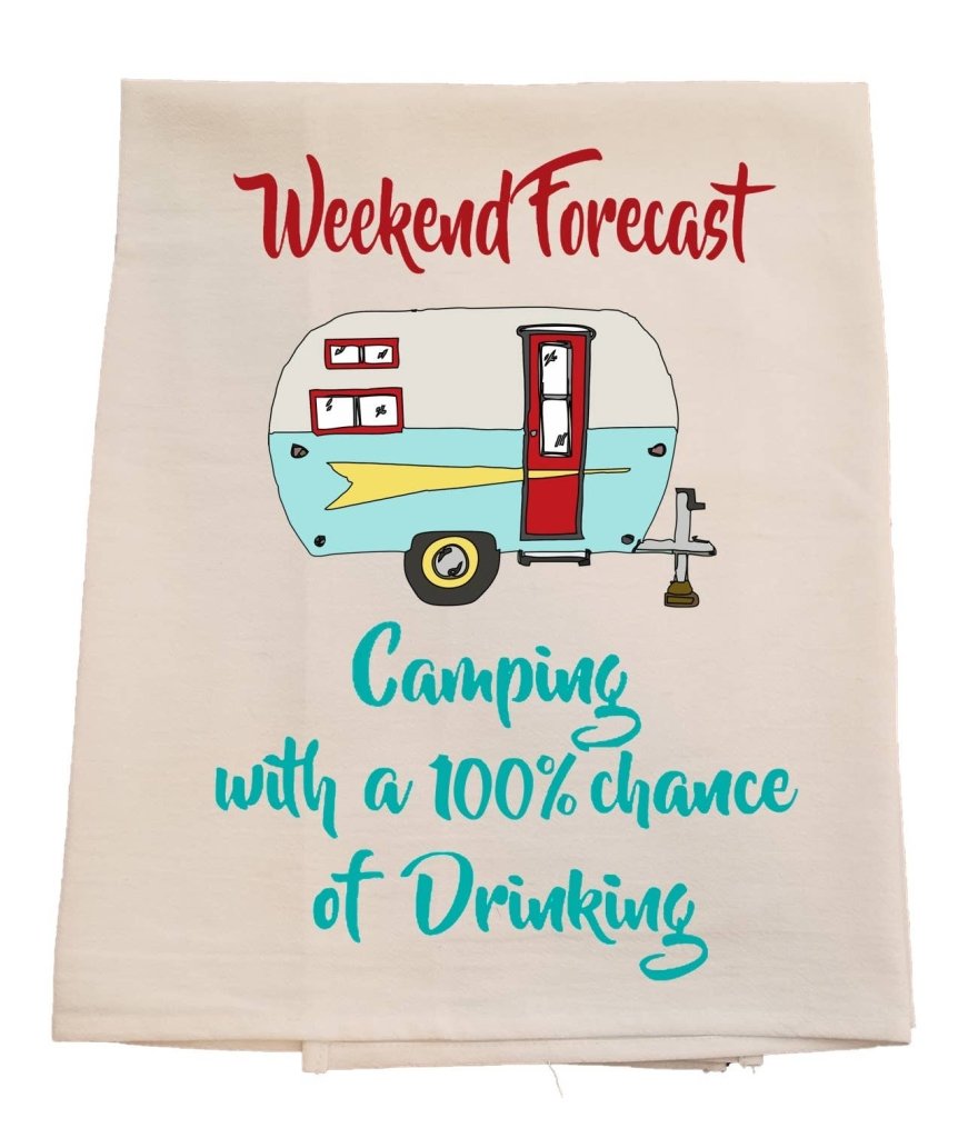 Weekend Forecast Camping Bar Towel - Tipsy Cocktail Supply Co.